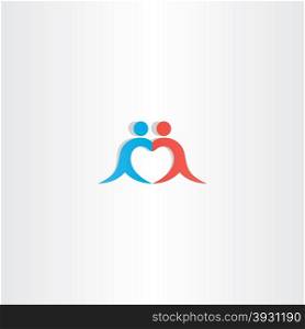 couple boy and girl heart love logo icon vector symbol