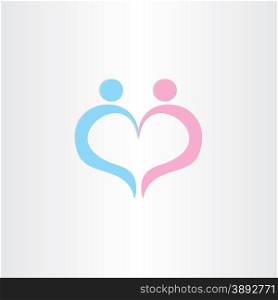 couple boy and girl heart love symbol design