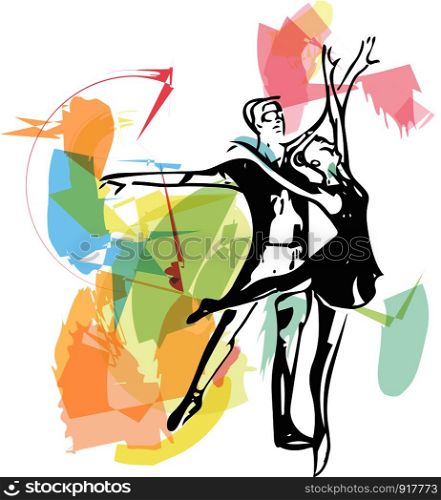 couple dancing ballet vector illustration