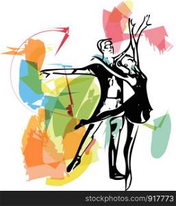 couple dancing ballet vector illustration