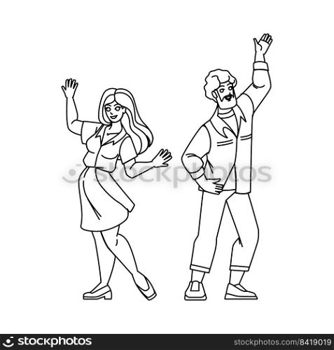 couple dancing line pencil drawing vector. happy woman, female loveman, fun, together, dance male, young beautiful dancing couple dancing character. people Illustration. couple dancing vector