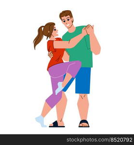 couple dancing vector. happy young woman man, fun dance, modern home, romantic lifestyle couple dancing character. people flat cartoon illustration. couple dancing vector