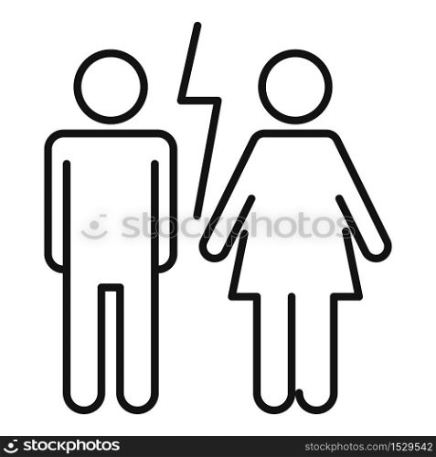 Couple divorce icon. Outline couple divorce vector icon for web design isolated on white background. Couple divorce icon, outline style
