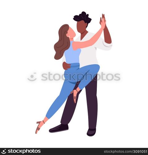 Couple enjoying dance lesson semi flat color vector characters. Posing figures. Full body people on white. Active hobby simple cartoon style illustration for web graphic design and animation. Couple enjoying dance lesson semi flat color vector characters