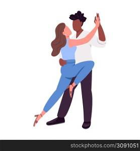 Couple enjoying dance lesson semi flat color vector characters. Posing figures. Full body people on white. Active hobby simple cartoon style illustration for web graphic design and animation. Couple enjoying dance lesson semi flat color vector characters