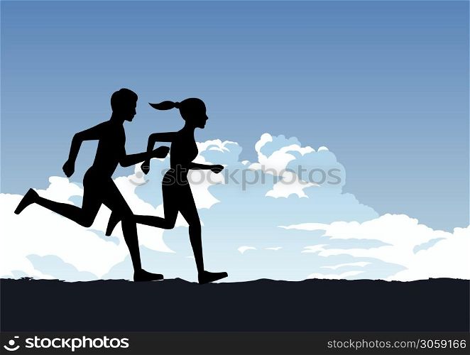 couple exercise by running for healthy,vector illustration