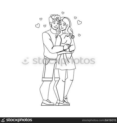 couple in love line pencil drawing vector. happy romantic man woman, young family, romance relationship couple in love character. people Illustration. couple in love vector