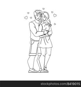 couple in love line pencil drawing vector. happy romantic man woman, young family, romance relationship couple in love character. people Illustration. couple in love vector