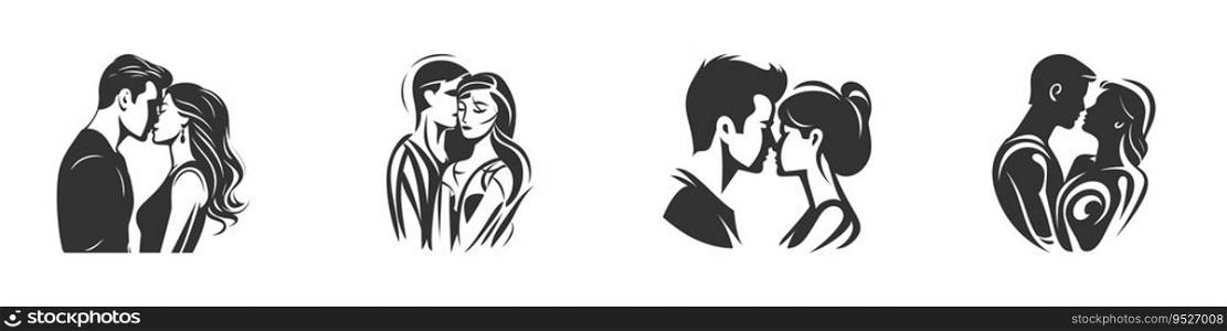 Couple in love silhouette. Vector illustration.