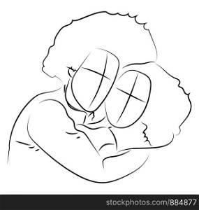 Couple in love sketch, illustration, vector on white background.