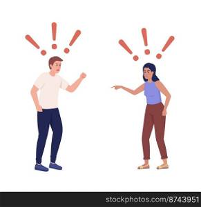 Couple in toxic relationships semi flat color vector characters. Quarrel. Editable figures. Full body people on white. Simple cartoon style illustration for web graphic design and animation. Couple in toxic relationships semi flat color vector characters