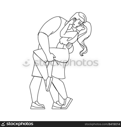 couple kissing line pencil drawing vector. love kiss woman, young man, romance romantic, relationship happy, hug lifestyle couple kissing character. people Illustration. couple kissing vector