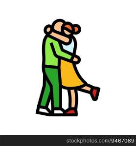 couple kissing love color icon vector. couple kissing love sign. isolated symbol illustration. couple kissing love color icon vector illustration