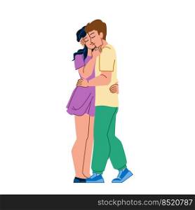 couple kissing vector. love woman man, young hug relationship, romance couple kissing character. people flat cartoon illustration. couple kissing vector