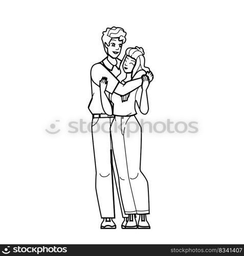 couple laughing line pencil drawing vector. happy woman, young man, fun outdoors, happiness smile, love lifestyle, romance two smiling, laugh couple laughing character. people Illustration. couple laughing vector