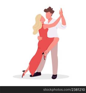 Couple learning tango dance style semi flat color vector characters. Posing figures. Full body people on white. Active hobby simple cartoon style illustration for web graphic design and animation. Couple learning tango dance style semi flat color vector characters