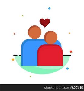 Couple, Love, Marriage, Heart Abstract Flat Color Icon Template