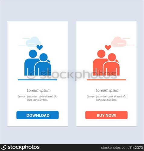 Couple, Love, Marriage, Heart Blue and Red Download and Buy Now web Widget Card Template