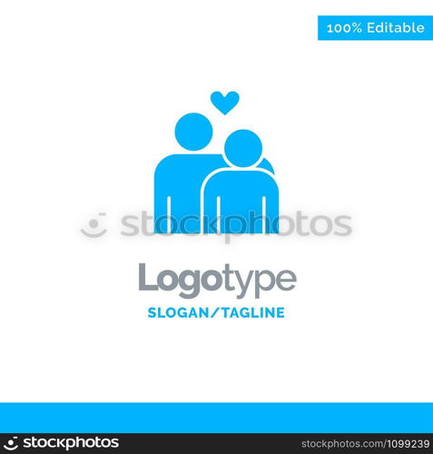 Couple, Love, Marriage, Heart Blue Business Logo Template