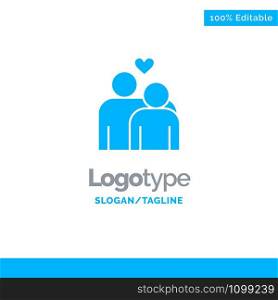 Couple, Love, Marriage, Heart Blue Business Logo Template