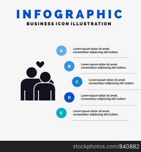 Couple, Love, Marriage, Heart Infographics Presentation Template. 5 Steps Presentation