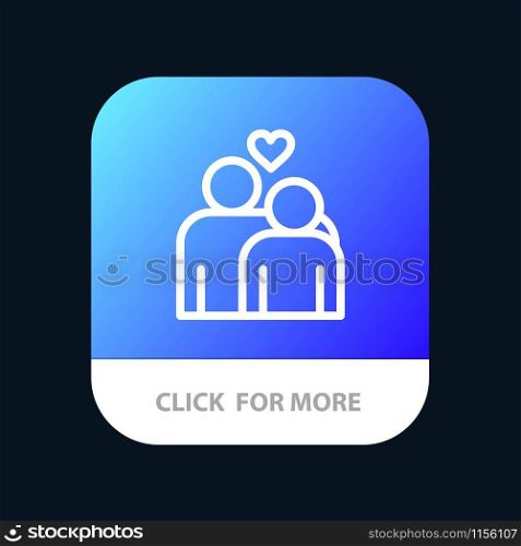 Couple, Love, Marriage, Heart Mobile App Button. Android and IOS Line Version