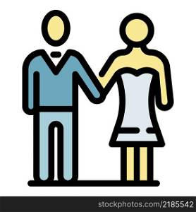 Couple marriage icon. Outline couple marriage vector icon color flat isolated. Couple marriage icon color outline vector