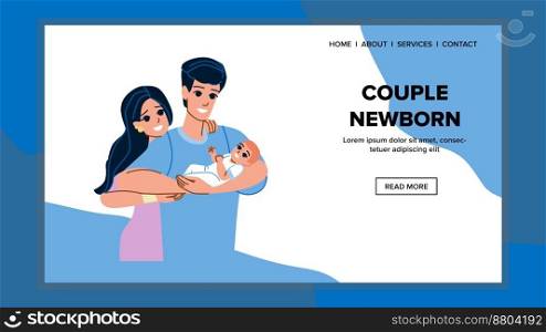 couple newborn vector. baby family, father mother, love cute, happy little, parent couple newborn web flat cartoon illustration. couple newborn vector