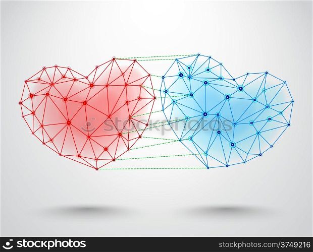 Couple of connected hearts for Valentines Day