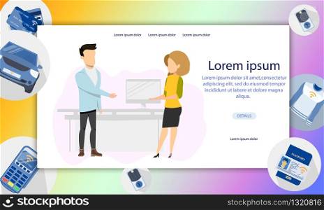 Couple of Freelance Character Standing Talking. Male and Female Freelancer in Casual Informal Outfit Having Working Conversation at Modern Workplace. Flat Cartoon Vector Illustration. Couple of Freelance Character Standing Talking