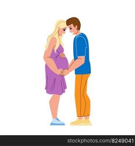 couple pregnant vector. woman pregnancy, love happy baby, man family, young husband, wife mother belly couple pregnant character. people flat cartoon illustration. couple pregnant vector