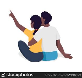 Couple stargazing semi flat color vector characters. Sitting figures. Full body people on white. Romantic date isolated modern cartoon style illustration for graphic design and animation. Couple stargazing semi flat color vector characters