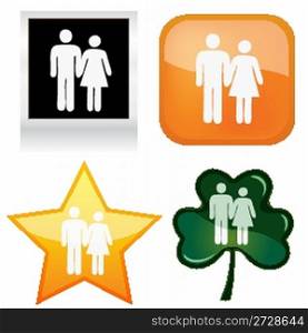 couple symbol on photo,buttons and shamrock