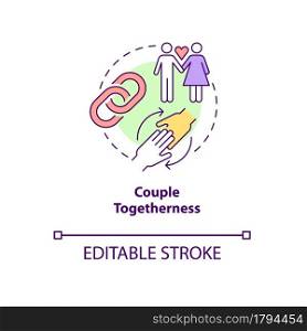 Couple togetherness concept icon. Strong partnership. Mutual core. Healthy relationship abstract idea thin line illustration. Vector isolated outline color drawing. Editable stroke. Couple togetherness concept icon