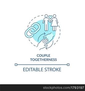 Couple togetherness in all life aspects concept icon. Strong chain link couple. Healthy mature relationship abstract idea thin line illustration. Vector isolated outline color drawing. Editable stroke. Couple togetherness in all life aspects concept icon