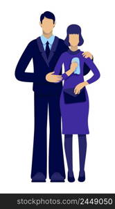 Couple visiting funeral semi flat color vector characters. Standing figures. Deepest condolences. Full body people on white. Simple cartoon style illustration for web graphic design and animation. Couple visiting funeral semi flat color vector characters