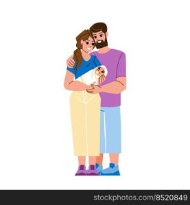 couple with baby vector. happy family, mother father parent, young kid newborn couple with baby character. people flat cartoon illustration. couple with baby vector