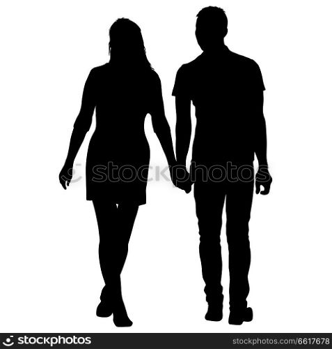 Couples man and woman silhouettes on a white background.. Couples man and woman silhouettes on a white background