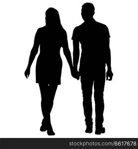 Couples man and woman silhouettes on a white background.. Couples man and woman silhouettes on a white background