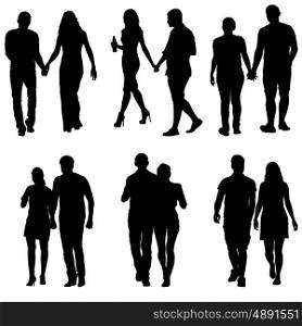 Couples man and woman silhouettes on a white background. Vector illustration. Couples man and woman silhouettes on a white background. Vector illustration.