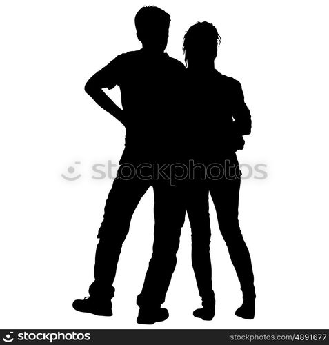 Couples man and woman silhouettes on a white background. Vector illustration. Couples man and woman silhouettes on a white background. Vector illustration.