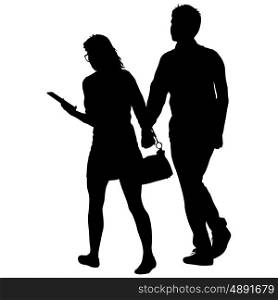 Couples man and woman silhouettes on a white background. Vector illustration. Couples man and woman silhouettes on a white background. Vector illustration.