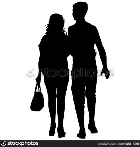 Couples man and woman silhouettes on a white background. Vector illustration. Couples man and woman silhouettes on a white background. Vector illustration.