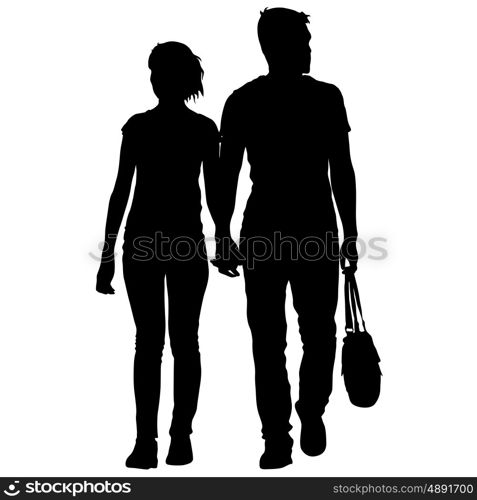 Couples man and woman silhouettes on a white background. Vector illustration. Couples man and woman silhouettes on a white background. Vector illustration.