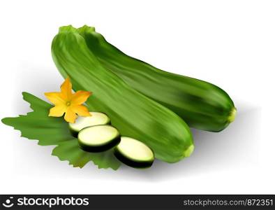 courgettes with flower on a white background