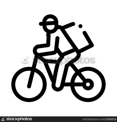 Courier Delivery by Bicycle Icon Vector. Outline Courier Delivery by Bicycle Sign. Isolated Contour Symbol Illustration. Courier Delivery by Bicycle Icon Vector Outline Illustration