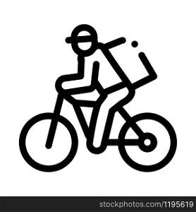 Courier Delivery by Bicycle Icon Vector. Outline Courier Delivery by Bicycle Sign. Isolated Contour Symbol Illustration. Courier Delivery by Bicycle Icon Vector Outline Illustration