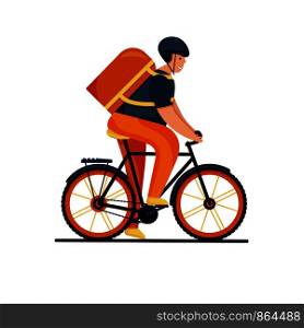 Courier person character riding a bicycle with a delivery box. Courier bicycle delivery service. Local city multipurpose delivery. Courier person character riding a bicycle with a delivery box. Courier bicycle delivery service.