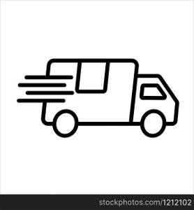Courier post express delivery service. Car silhouette icon.