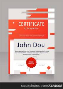 Course comp≤tion certificate design template. Vector diploma with customized©space and borders. Pr∫ab≤document for awards and recognition. Ubuntu Condensed, Arial, Calibri Regular fonts used. Course comp≤tion certificate design template